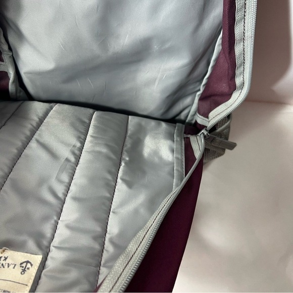 Lands End Kids Backpack School Hiking Travel Gray Purple Canvas Bottle Pockets - Picture 4 of 5